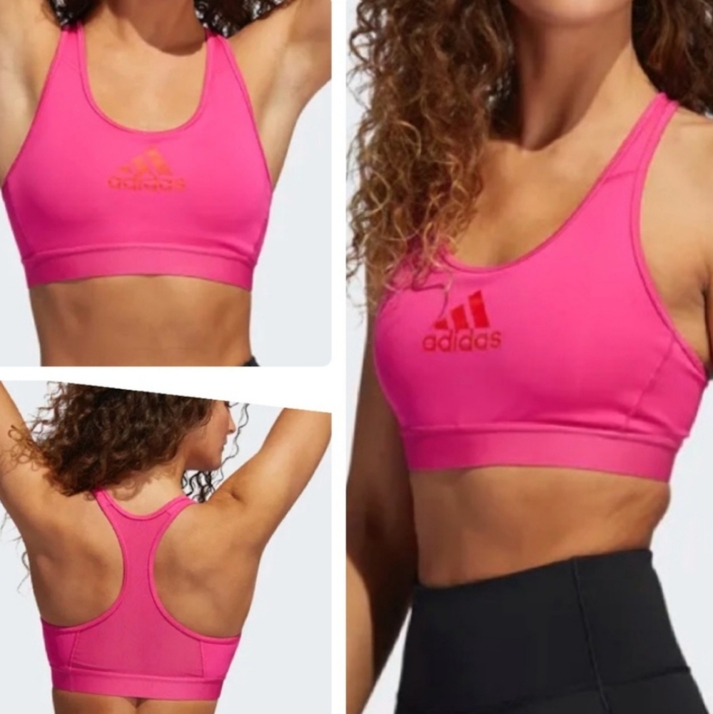🆕 Adidas Active Athleisure Pink Aeroready Barbiecore Compression Sports Bra_Sm